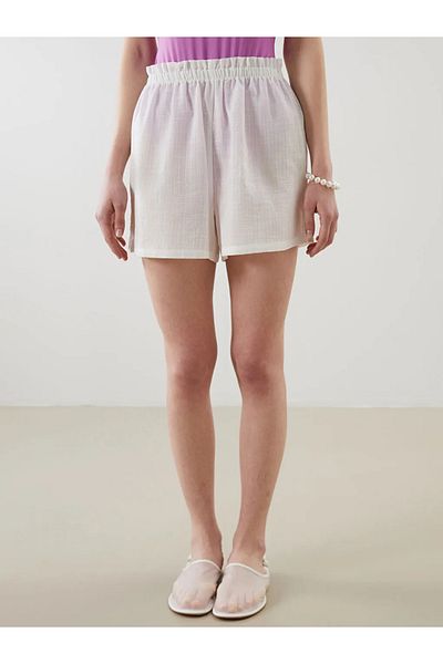 LC Waikiki Lcw Dream Ecru Women's Beach Shorts with Elastic Waist