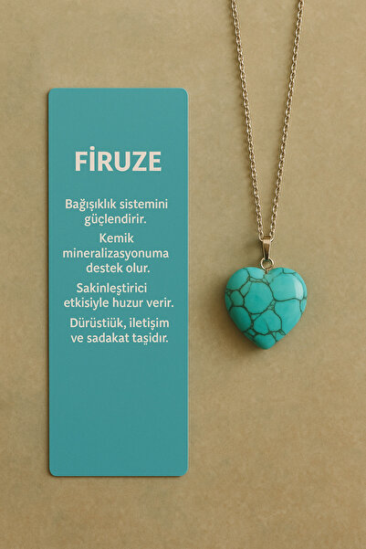 Evoda Life Firuze Kalp Kolye – Doğal Taşlı Çelik Zincir