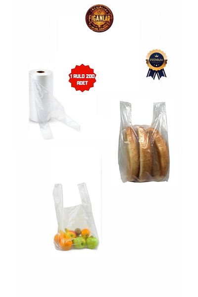 figanlar ambalaj 1 Roll Medium Size Transparent Roll Bag 200 Roll Butcher Bag Roll Bread Bag