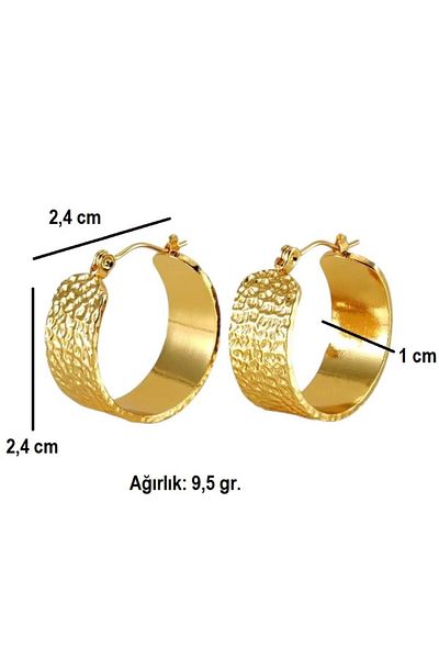 Siya Silver Patterned Round Tarnish Steel Thick Hoop Earrings - 2.4 cm