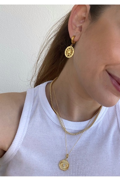 WHİTE ATELIER Çelik Dorika Detay Küpe