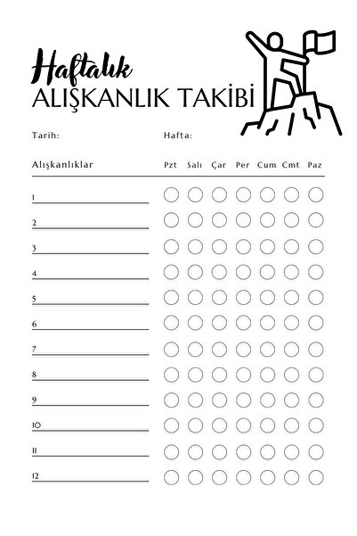 Atölye Prana Alışkanlık Takip Çizelgesi – A5 Kopar At Günlük Planlayıcı (15 Sayfa)