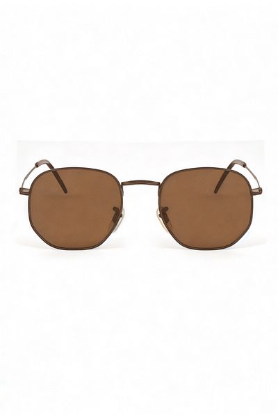 BAPPİR Sunglasses Pentagon Metal Frame Brown Uv400 Protected