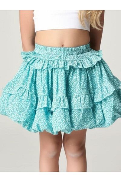 Zekids Girl's Floral Patterned Balloon Skirt