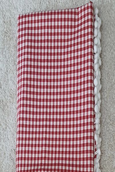 zarafet concept Pompom Series Small Checkered Pompom Tablecloth, Picnic Cover, Classic Cover
