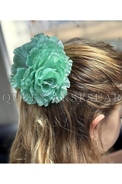 QUEEN AKSESUAR Agrafă de păr pentru femei și copii, cu flori mari de trandafi...