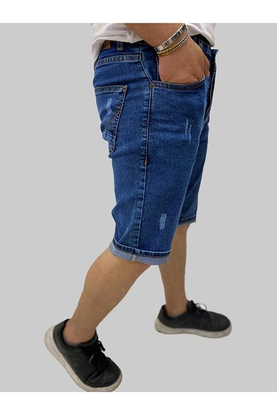 daniel milano Men's Sers Denim Cotton Slim Fit Blue Serrated Jeans Capri