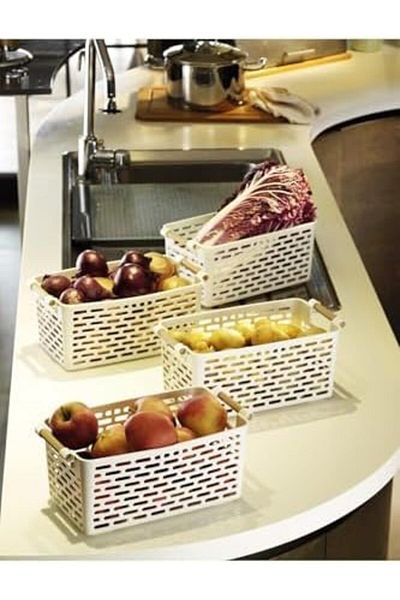 STOREMAX Multi-Purpose Organizer Basket with Handle - Inside Cabinet & Drawer Organizer Basket White, 241218100