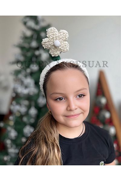 QUEEN AKSESUAR Movable Spring Cute White Daisy Flower Crown Female Child Crown 3 Size