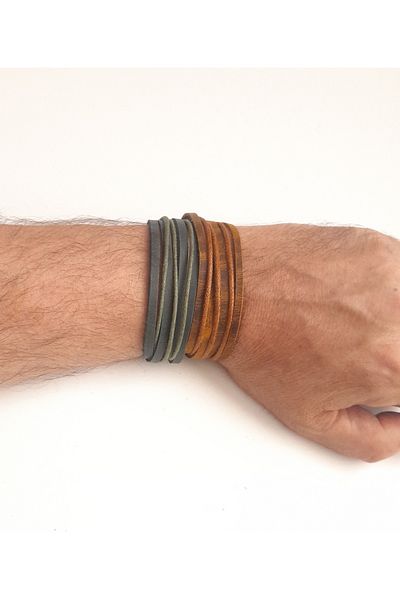 AB Takı Multi-Layer Design 2-Pack Khaki Leather Bracelets