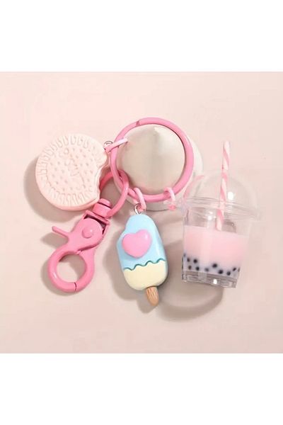 Accessories Vanilla Avenue Cute Pink Latte Donut Casual Women's Bag Accessory Keychain