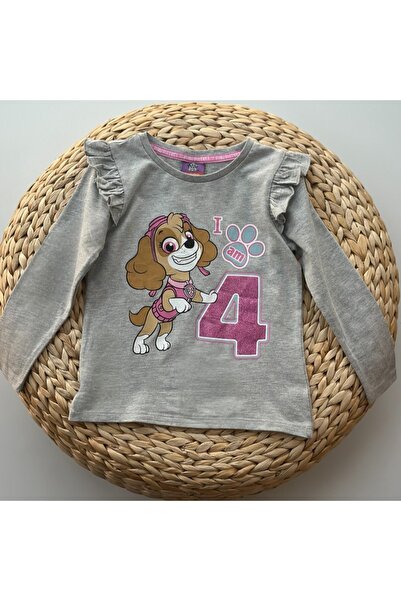 Pufiko Kids Paw Patrol Printed Gray Girl's Long Sleeve T-Shirt