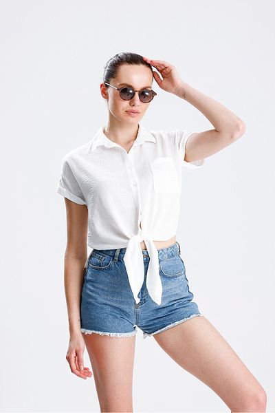 jöns since 1997 Women's Front Tie White Linen Shirt