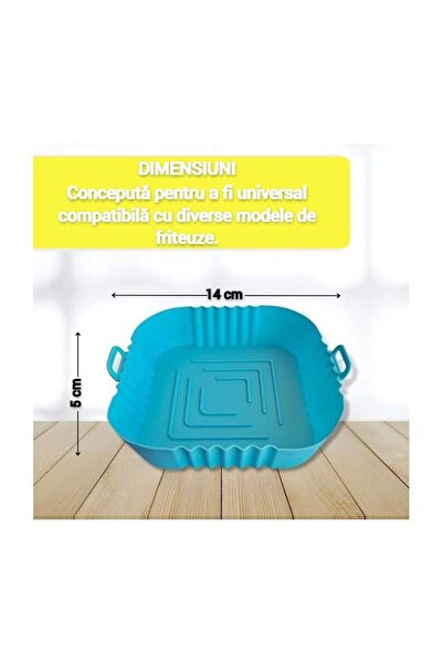 SIKS Tavă de protecție din silicon, pentru friteuză cu aer, universală, pentru friteuză, prăjită, pătrată, albastră