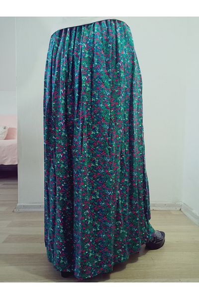 hoaryage Fusta maxi din țesătură de presare din viscoză, cu model colorat, cu talie elastică, fustă de rugăciune, mărimea 36-48