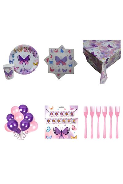 Parti Furyası Butterfly Party Set for 8 People |   Butterfly Birthday Party Susies