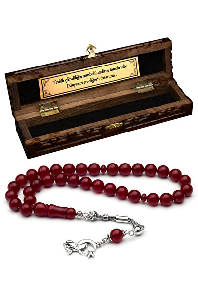 EHİNOS Sertifikalı Bozkurt Gümüş Püskül Sıkma Kehribar Tesbih