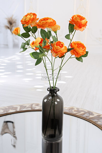 Yapay Çiçek Deposu Yapay Çiçek Pastel 3lü Çöl Gülü 60 cm Turuncu