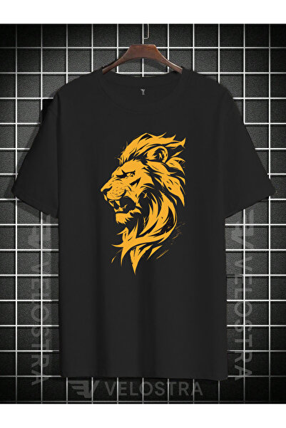 Velostra Unisex Leu cu imprimeu supradimensionat tricou