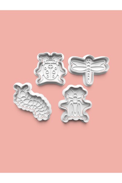 AKTASTORE قالب بسكويت على شكل حشرة وقالب عجينة السكر، مجموعة من 4 قطع 0393-set