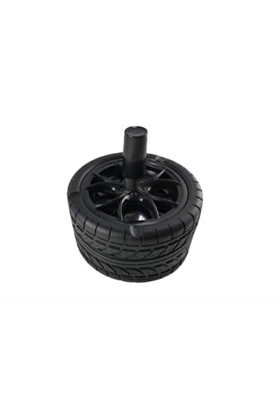 OEM Black metal wheel-shaped windproof ashtray with closing mechanism