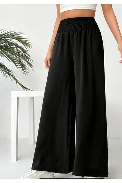 JANES Women's High Waist Elastic Imported Crepe Trousers