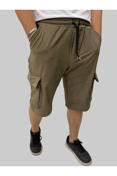 daniel milano Men's Sers Cotton Regular Fit Parachute Cargo Pocket Light Khaki Capri