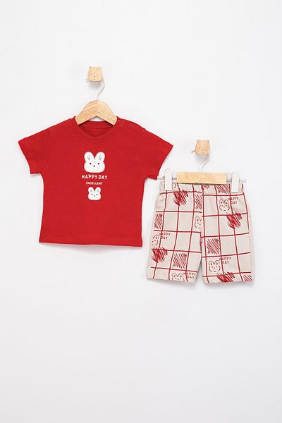 Favo Kids Happy Day Rabbit Printed Baby Set - 6-18 Months Set of Two