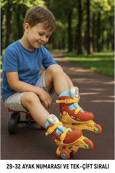 TOYFEST Paw Patrol Single and Double Row 3 Wheel Roller Skates - Suitable for Foot Size 29-32