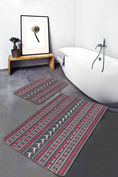 Realhomes طقم سجادة للحمام والمطبخ مكون من قطعتين بتصميم غزال بتصميم غزل متقا...