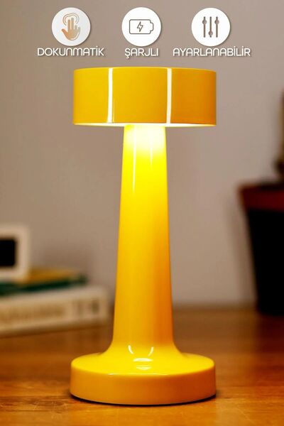 Soft Kare Dokunmatik Şarjlı Masa Lambası 3 MOD İskandinav Ambiyans Çalışma Okuma Işığı Lamba