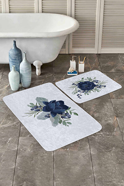 Realhomes White Floor Rudder Anchor Digital Printed 2-Piece Non-Slip Base Bat...