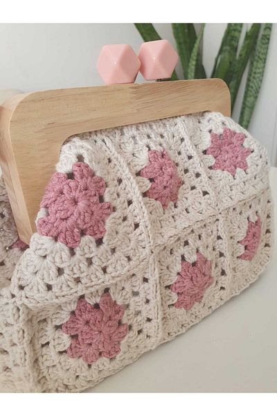 NEXT LİFE STORE Knitted Wooden Scholarship Motif Portfolio Bag