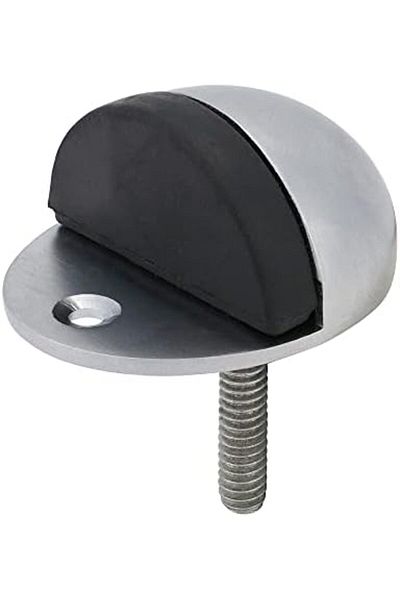 GENERAL TIMCO Oval Door Stop - Satin Chrome - Floor Mounted - Protective Rubber Buffer Tip - 47mm
