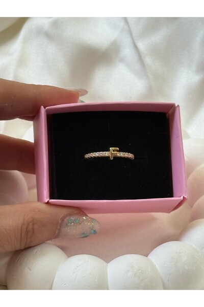 ÖNKÜTAKI Kişiye Özel Baş Harfli Altın Kaplama Yüzük