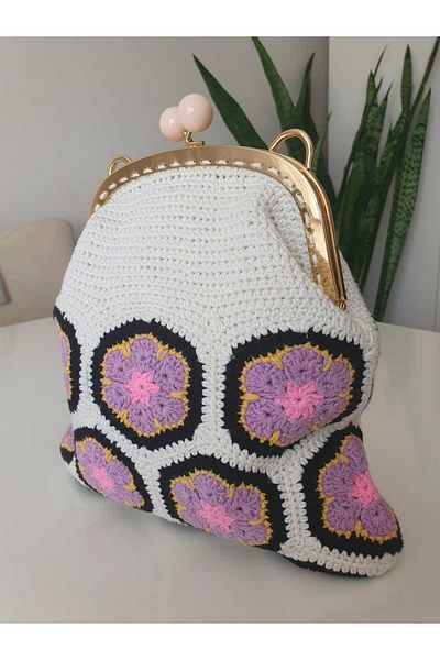 NEXT LİFE STORE Knitted Wooden Scholarship Motif Portfolio Bag