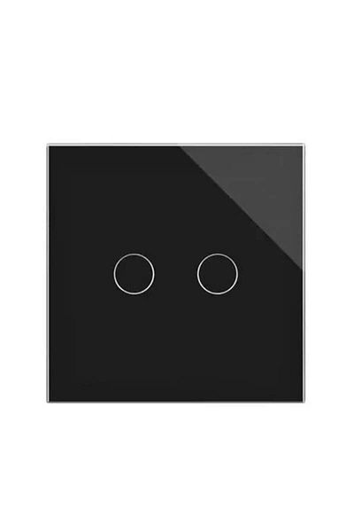 SIKS Double Touch Light Switch Made of Tempered Glass, Touch Screen, Elegant, 2 Phase, Black