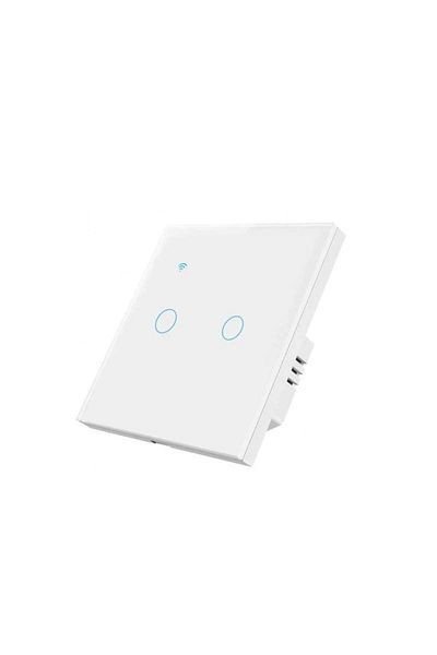 SIKS Smart Double Touch Light Switch, Wi-Fi, 2 Illuminated Buttons, Tempered Glass