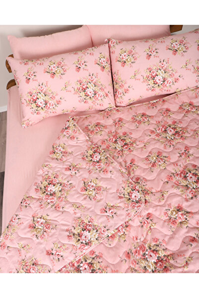 DAMIEN Lara Desen Çift Kişilik Kapitoneli Pike Takımı(Lastikli Çarşaflı)Dört Mevsim Yatak Örtüsü Seti