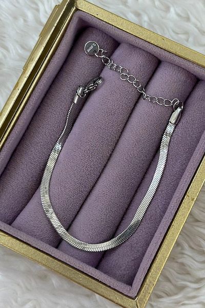 HASBY Women Men Herringbone Herringbone Chain Bracelet – Stainless Steel, Waterproof, Adjustable