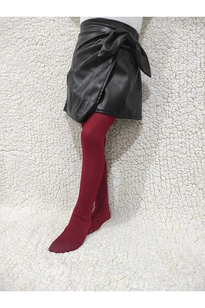 DÜVEN Glitter Diamond Girls' Pantyhose - Wine Color Premium Children's Pantyhose