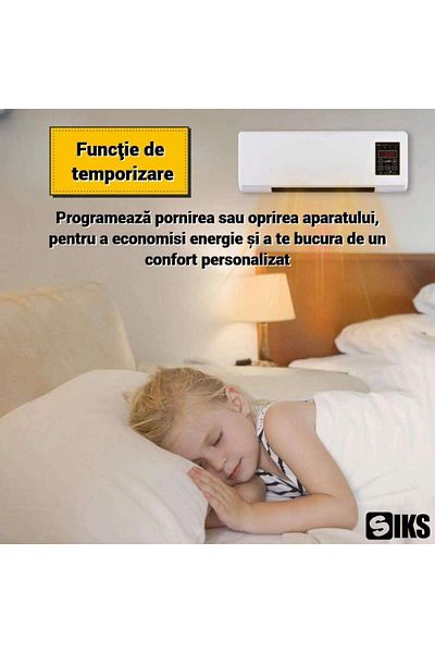 SIKS 2 In 1 Wall Mounted Mini Air Conditioner, Cooling, Heating Option, 1200w, With Remote Control