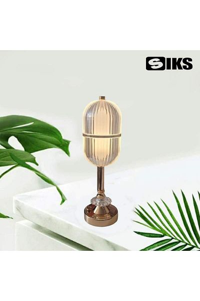 SIKS Decorative LED Lamp, Touch Control, 3 Color Temperatures, 130x130x320mm, Gold/Transparent