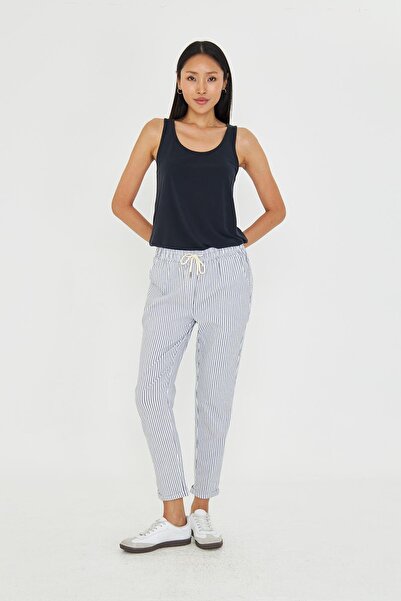 TIFFANY&TOMATO Lastikli Çizgili Chino Pantolon