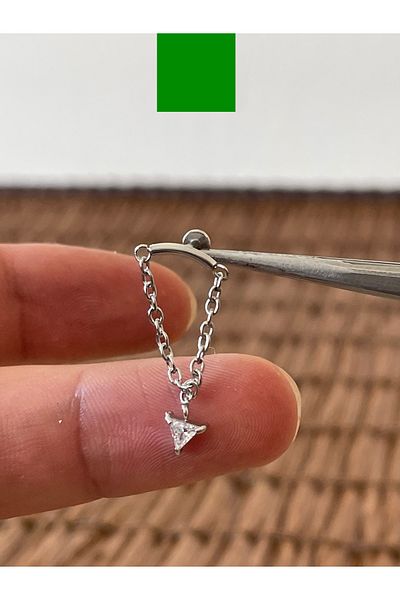 Rupen Kraft 316 L Surgical Steel Three-Point Zircon Stone Chain Lip Helix Cartilage Tragus Piercing