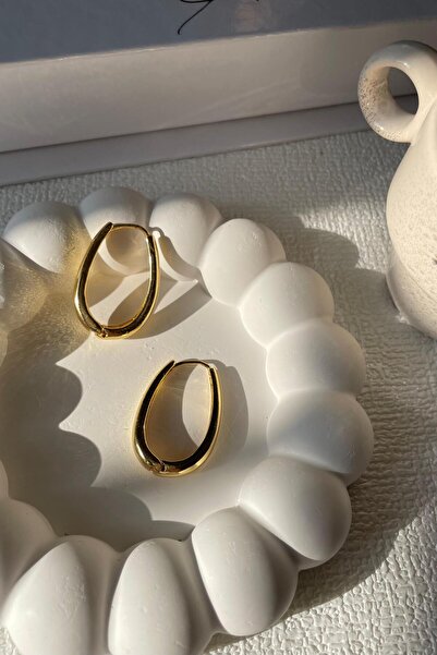 monvee Gold Oval Kadın Küpe