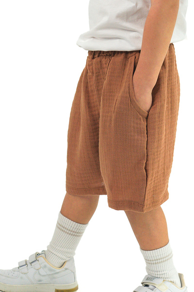 Catz Kids 2'li Paket Duble Müslin Soho Şort ( Vizon ve Kahve )