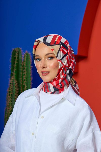 İpekhan Μαλακό κασκόλ Marrakech Collection Κόκκινο Μαύρο 1208-13