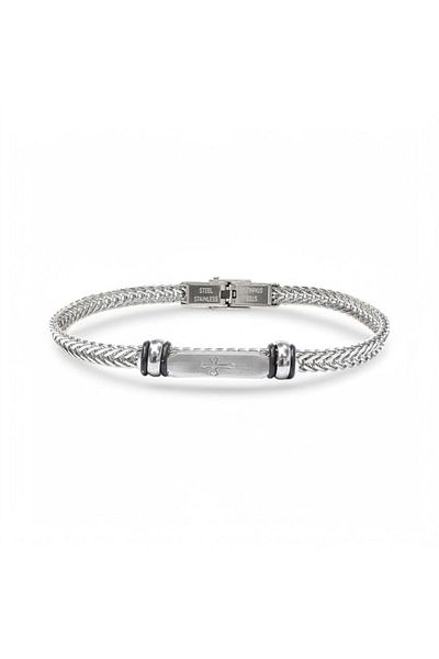 AKSESUARIM Gothic Cross Steel Mesh Braided Bracelet