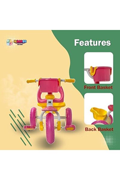 ALBADER Tricycle For Kids, Three Wheel Bike With Double Baskets, Kids Balance Bicycle For Toddlers
